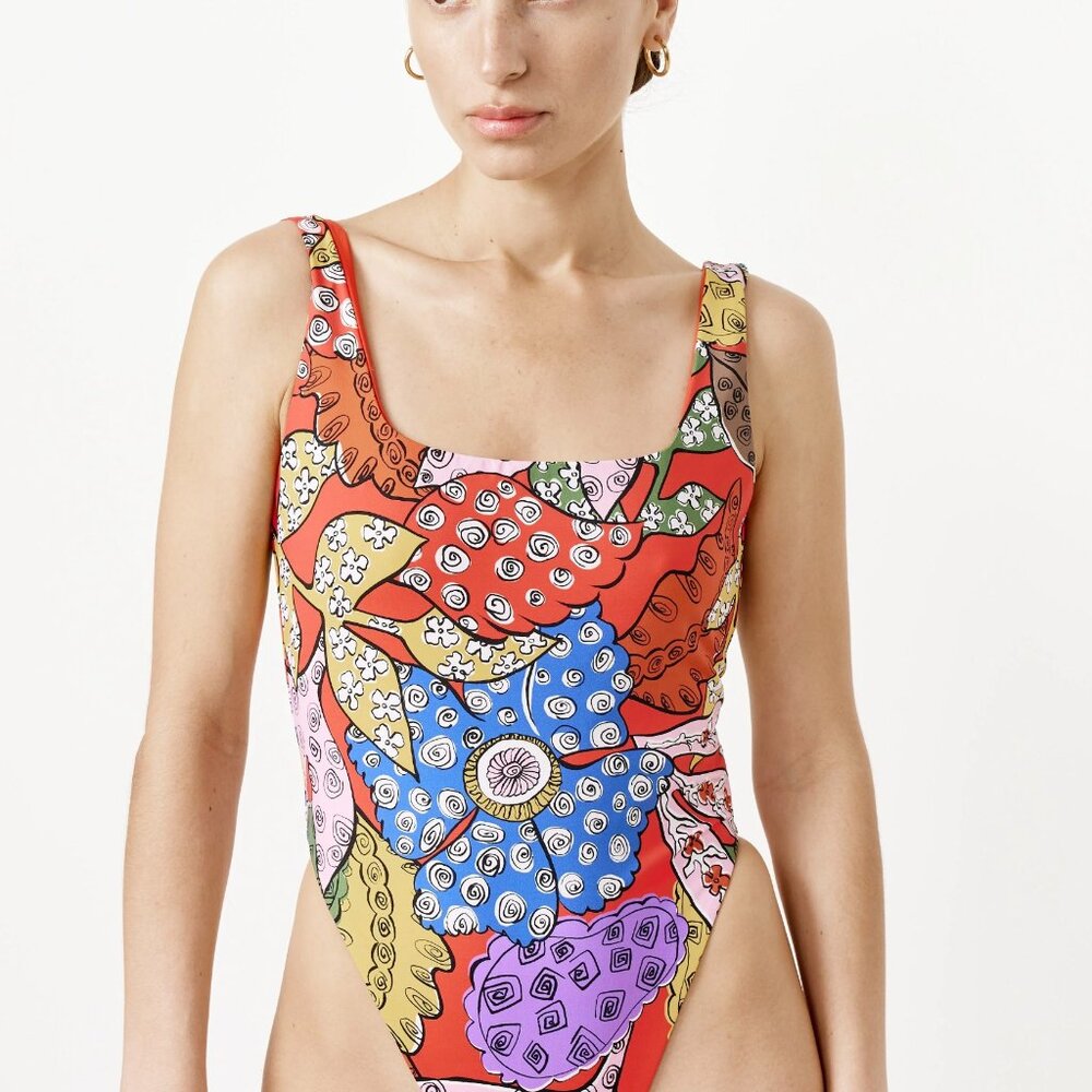 NWOT - Mara Hoffman Idalia One Piece Swimsuit - Red Floral - Large